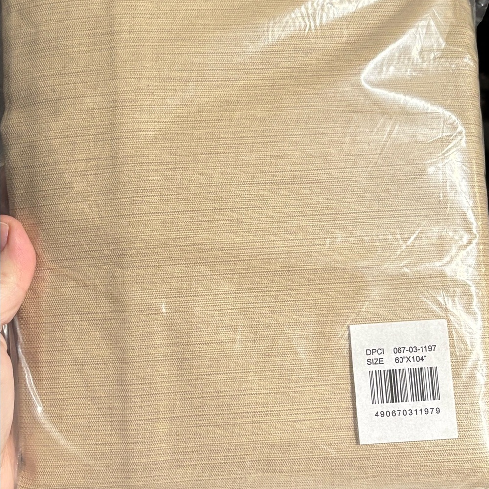 Target 60x104 Tablecloth in a yellowish tan color